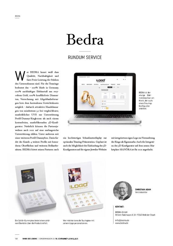 BEDRA der einzige Edelmetallpartner mit Trauring-Konfigurator