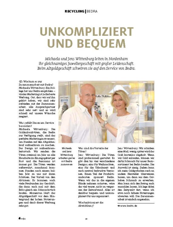 schwören beim Altgoldgeschäft auf BEDRA