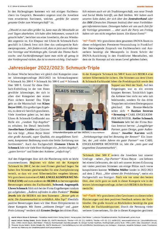 Jahressieger in gleich mehreren Schmuck-Kategorien