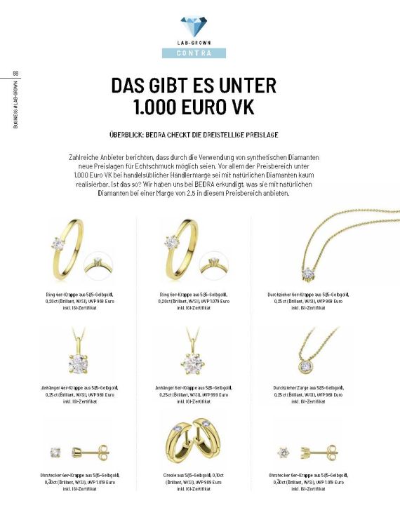 Diamantschmuck unter 1000 € bei BEDRA